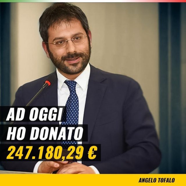 Angelo tofalo restituisce stipendio Fare politica è dare l’esempio: ad oggi ho donato 247180€