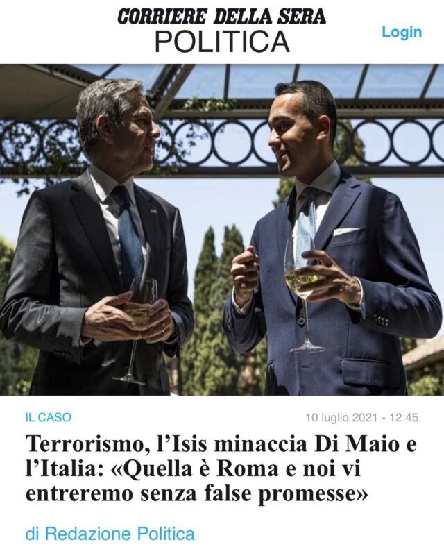 Terrorismo Solidarietà a Luigi Di Maio per le minacce ricevute